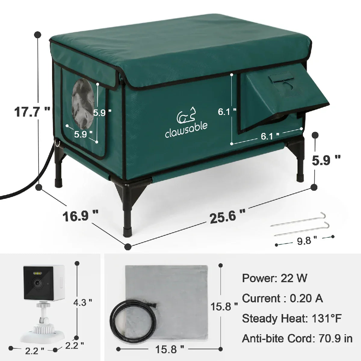 2025 Tall Classic Box Heated Cat House With Camera – Large