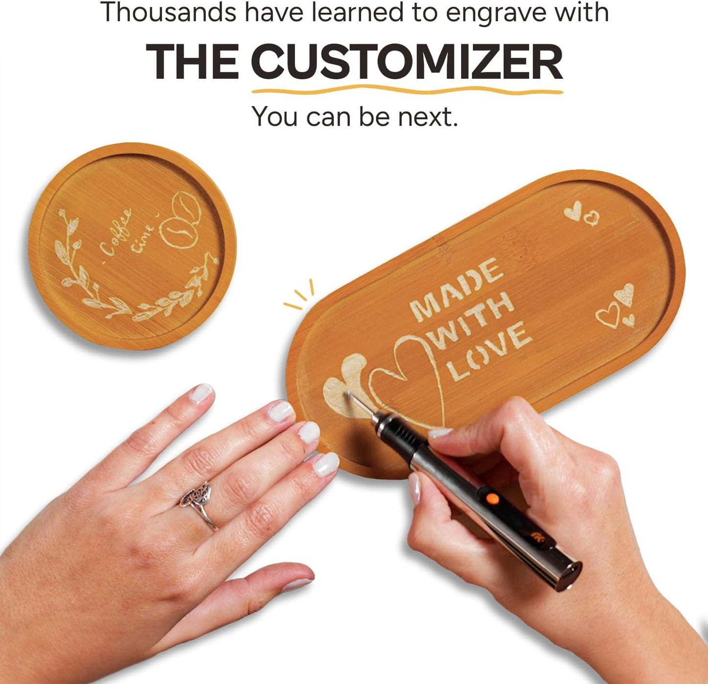 Customizer Engraving Pen :  Beginner Friendly - Rechargeable - Free 30 Bits & Mastery Guide