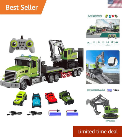 Rc Semi Truck & Excavator Toy Set