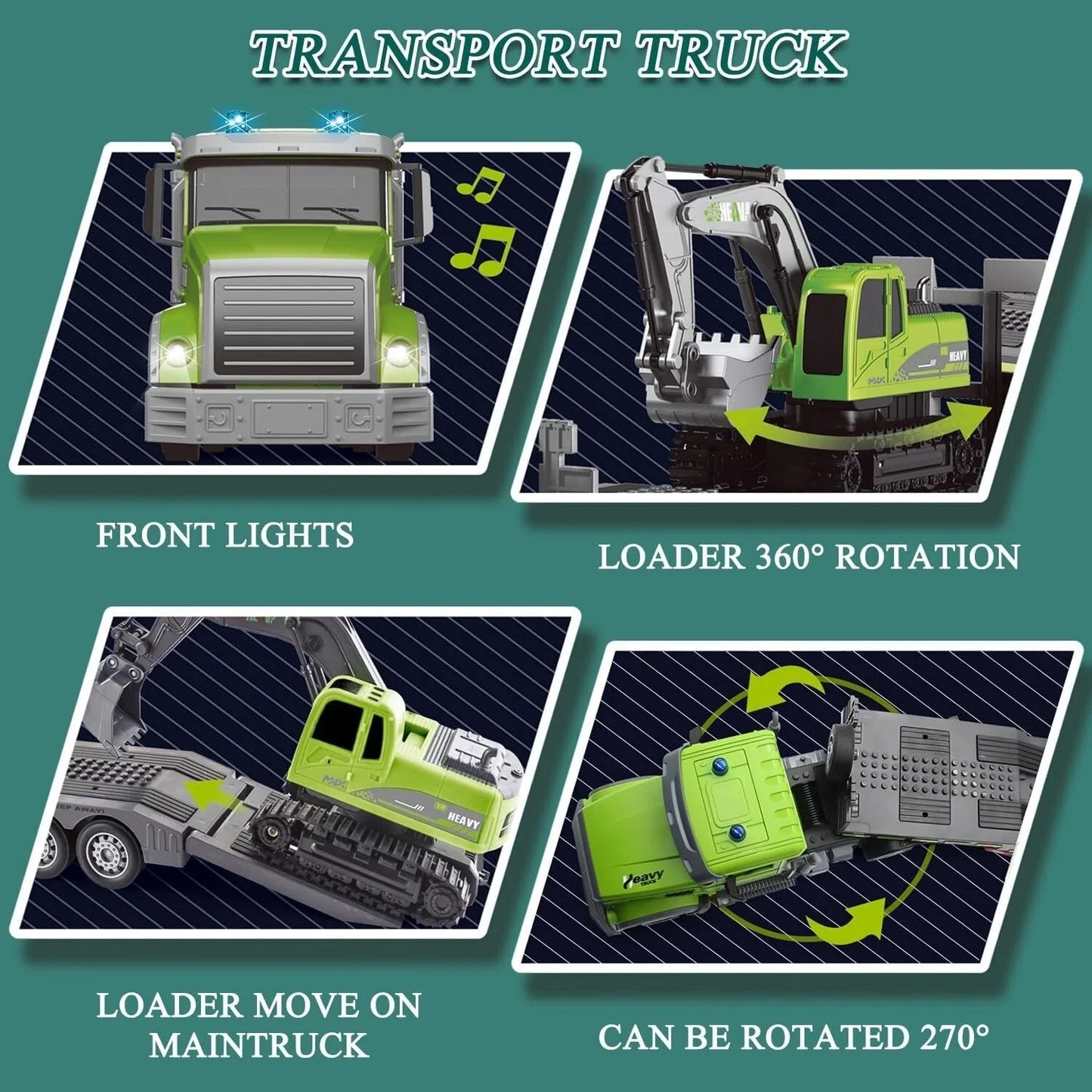 Rc Semi Truck & Excavator Toy Set