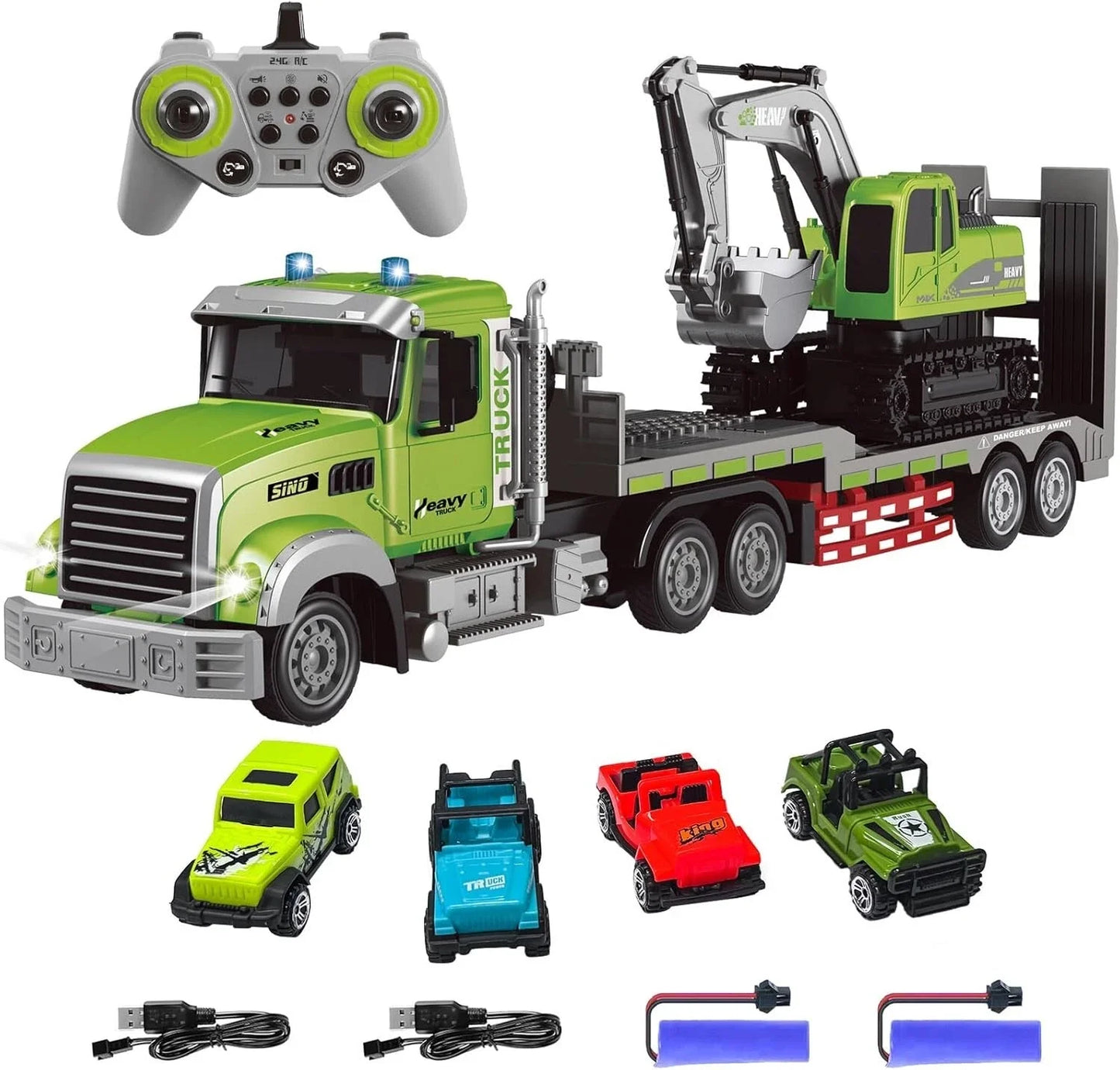 Rc Semi Truck & Excavator Toy Set